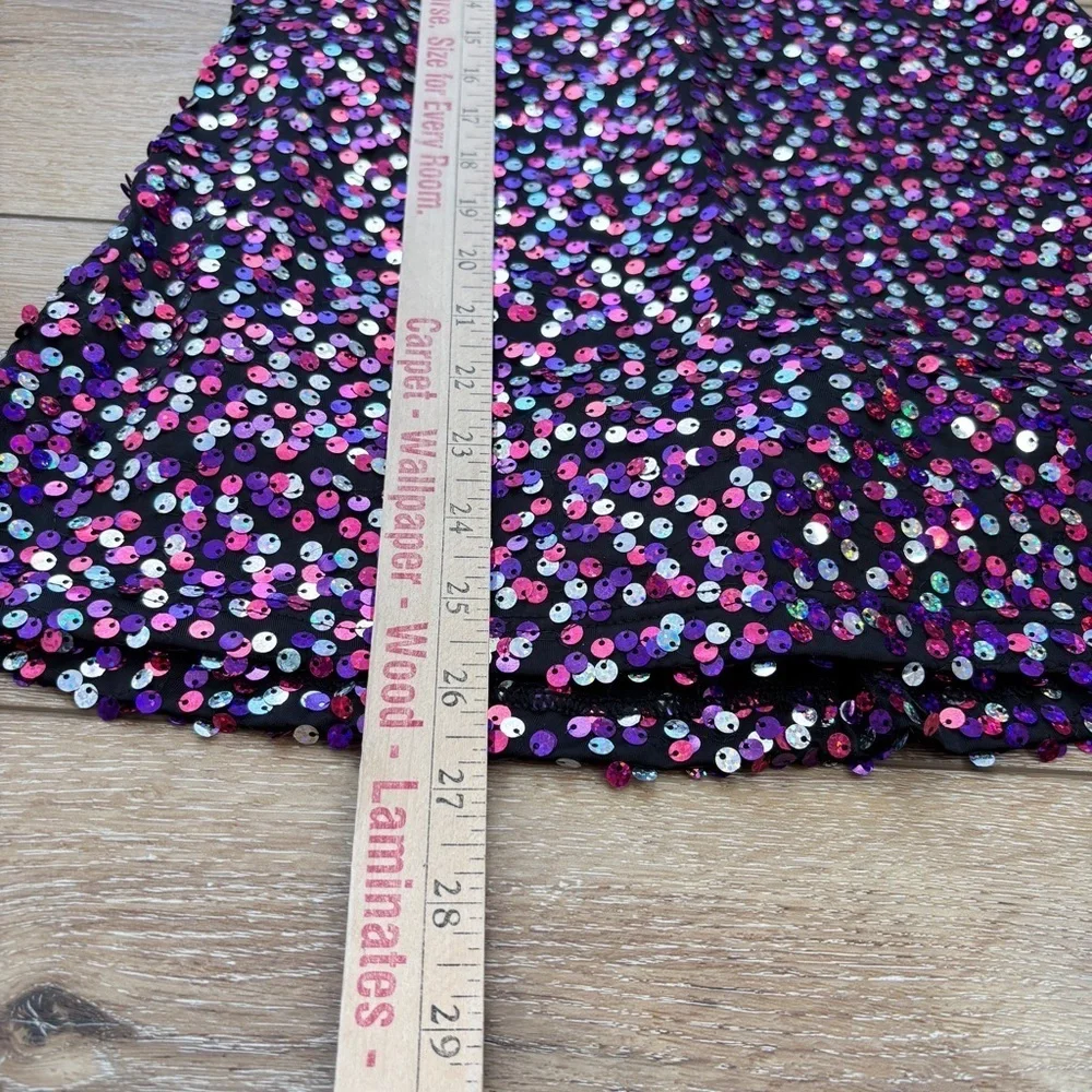 Balera Dance Skating Dress Costume size LC Black Colorful Confetti Sequin Mesh